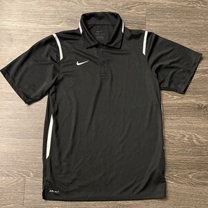 Nike Men's Black Polo with White Accents
